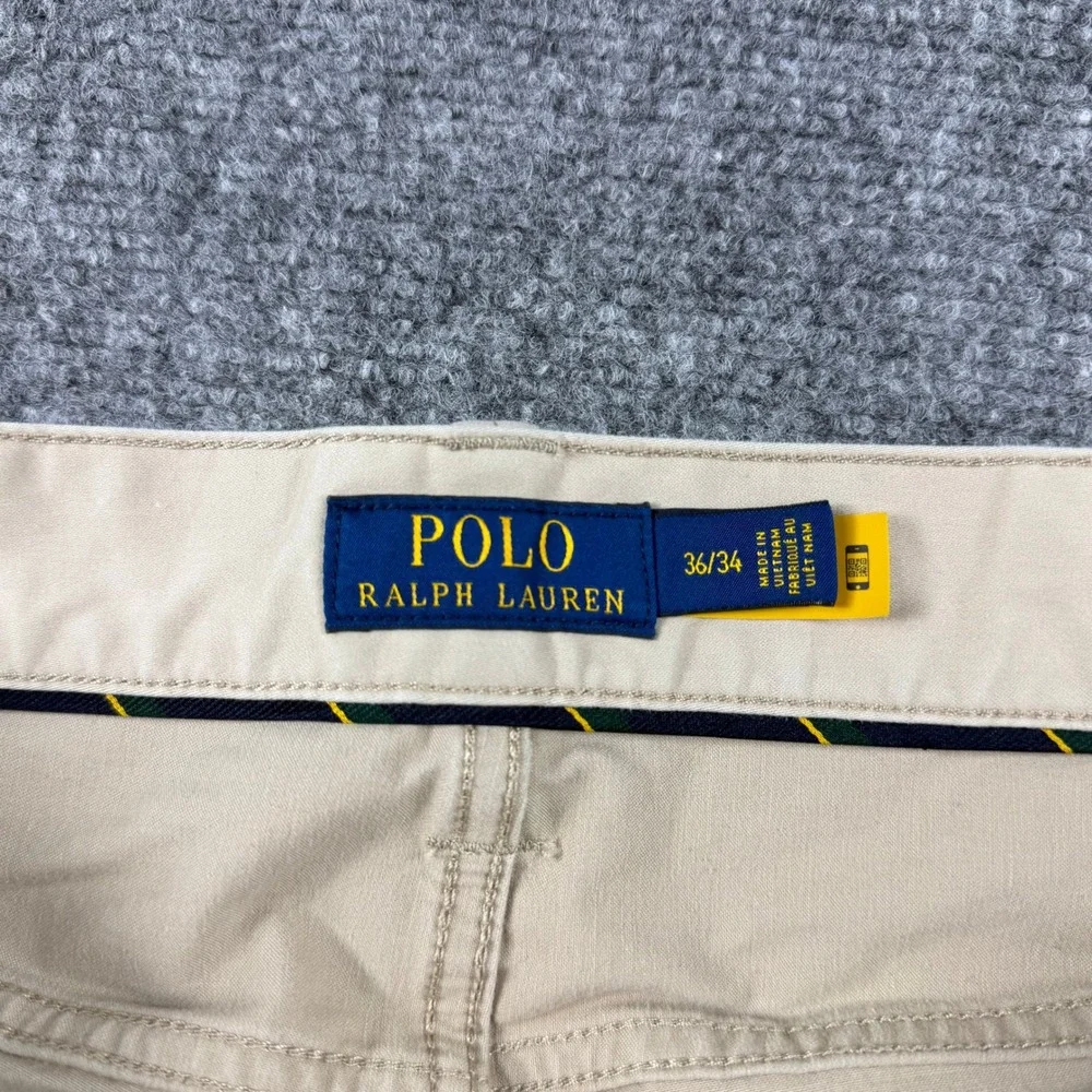 Polo Ralph Lauren Varick Slim Straight Pants Mens 36/34 Tan Khaki Chino Trousers